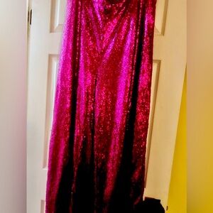Hot pink sequins wide leg pants